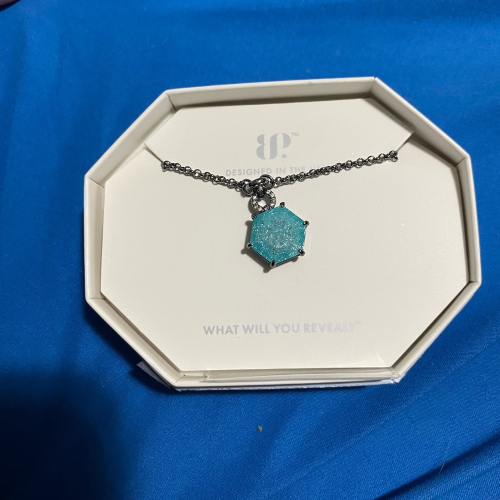 BP Turquoise Hexagon Pendant Necklace